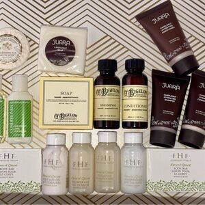 16 Hotel Toiletries: Bath & Body Works, Farmhouse Fresh, Juara, Gilchrist&Soames